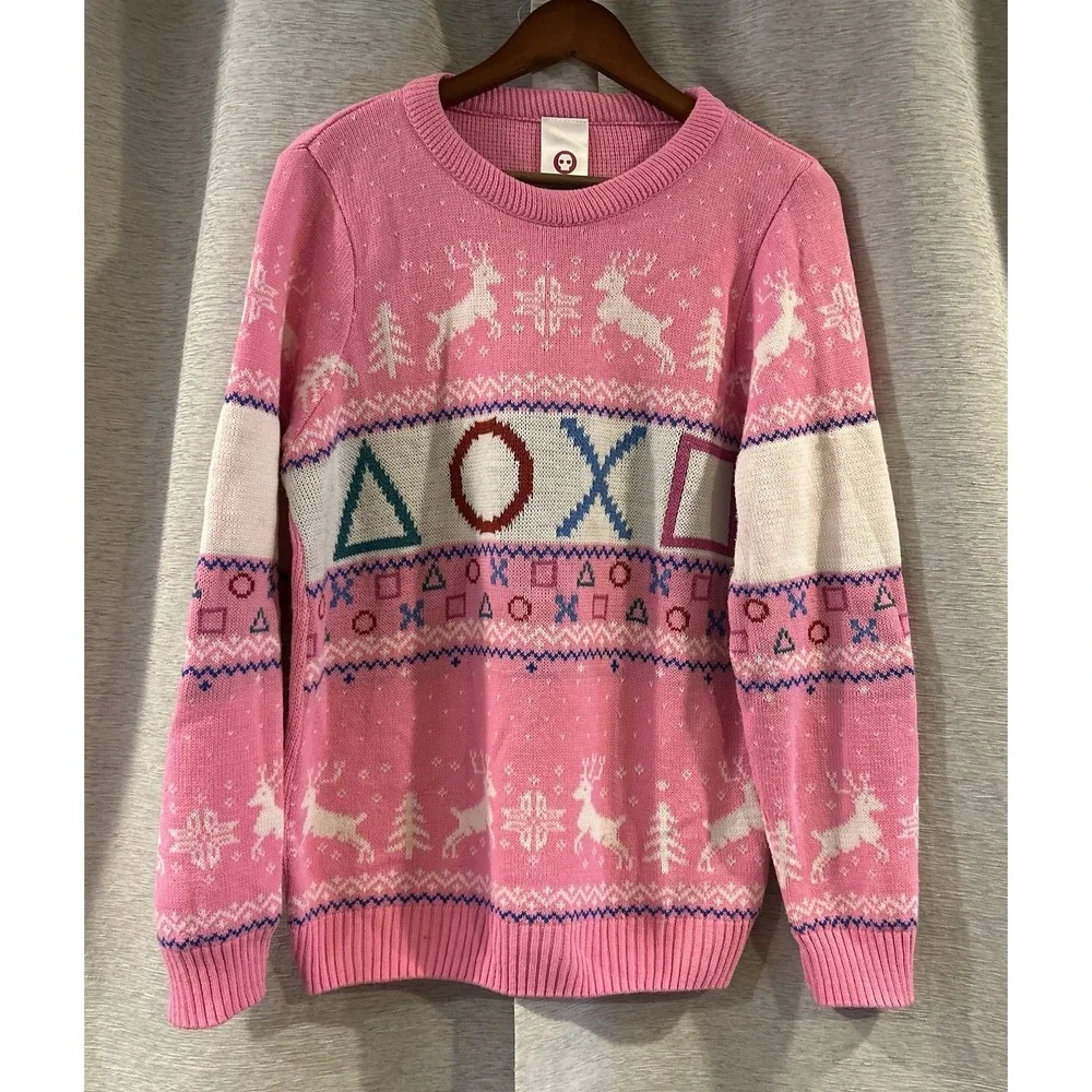 Numskull Christmas Sweater Pink‎ Knit Gaming PlayStation PS5 PS4 Size Small
